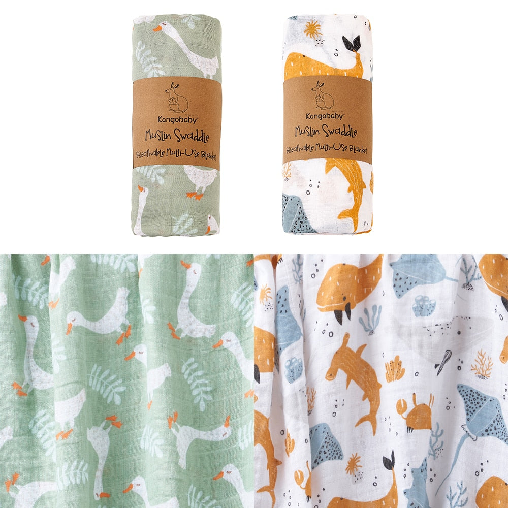 2 Pieces Pack Muslin Cotton Baby Swaddles/Blankets childrensterritory