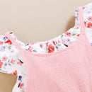 Toddler Girl Floral Short Top + Suspender Pant 2PCS Outfit childrensterritory