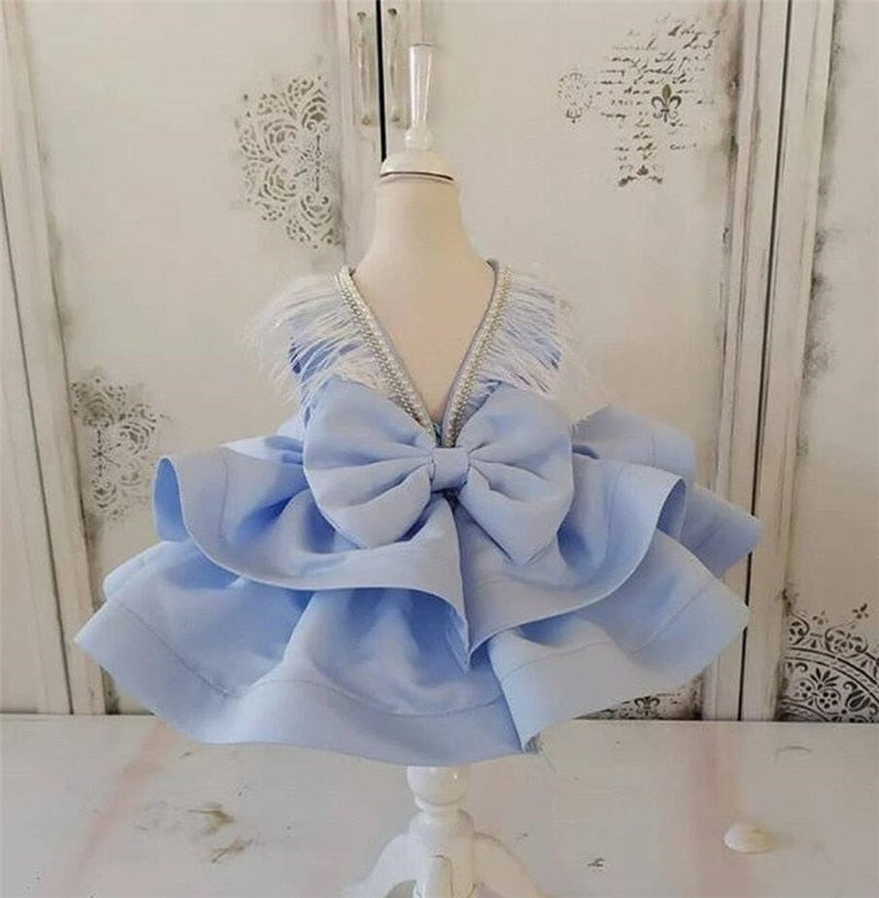 Little Girls Tutu Pageant Gown with Bow for Special Occasions childrensterritory
