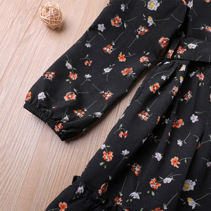 Kids Girls Floral Princess Dress With Bow Belt childrensterritory