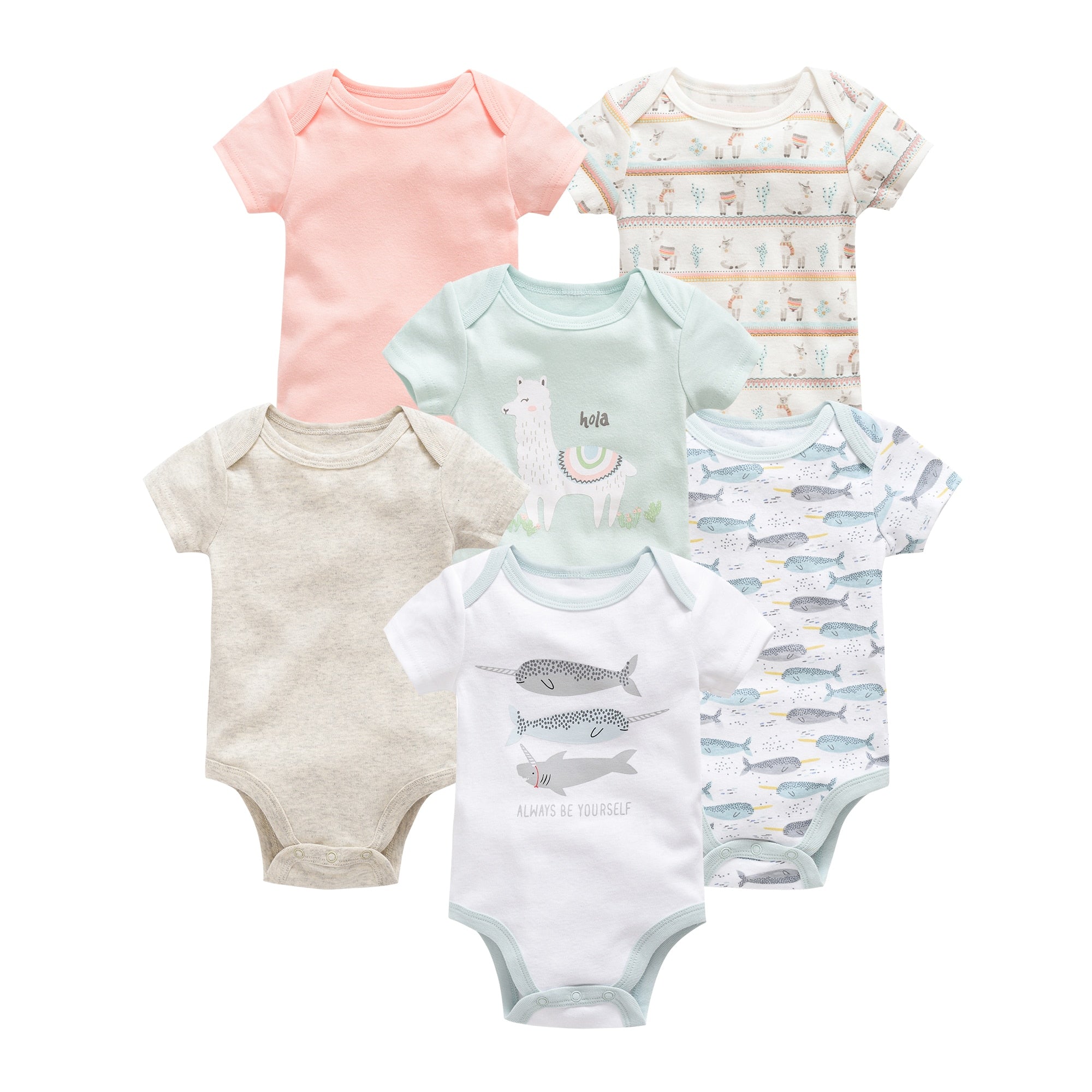 Cotton Short Sleeve Baby Unisex Cartoon Bodysuits childrensterritory