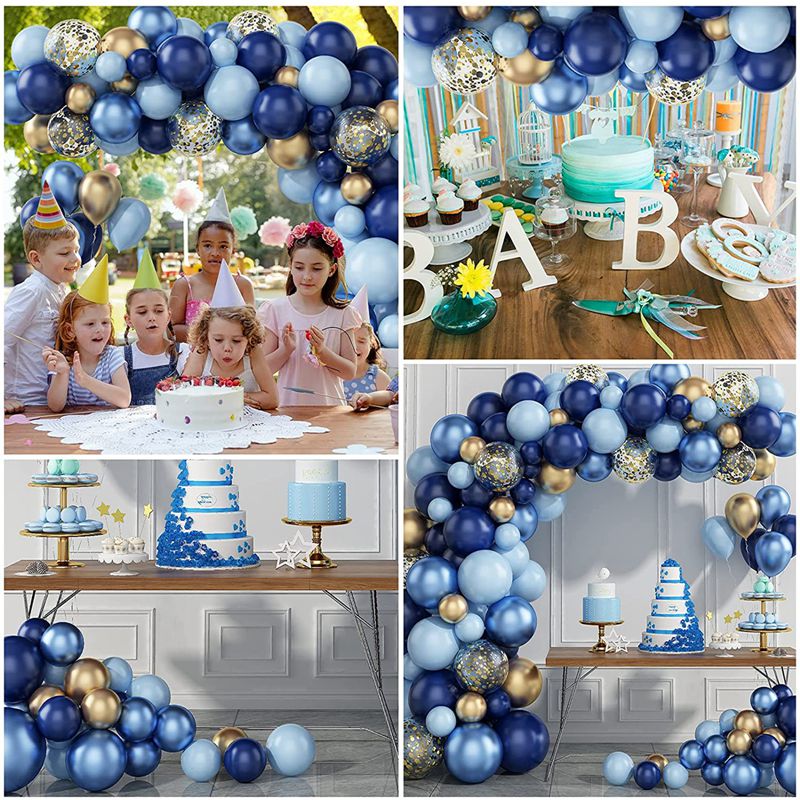 Blue Gold Balloons Garland Kit For Party Decoration childrensterritory