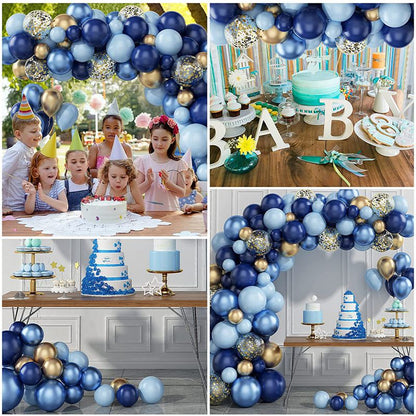 Blue Gold Balloons Garland Kit For Party Decoration childrensterritory