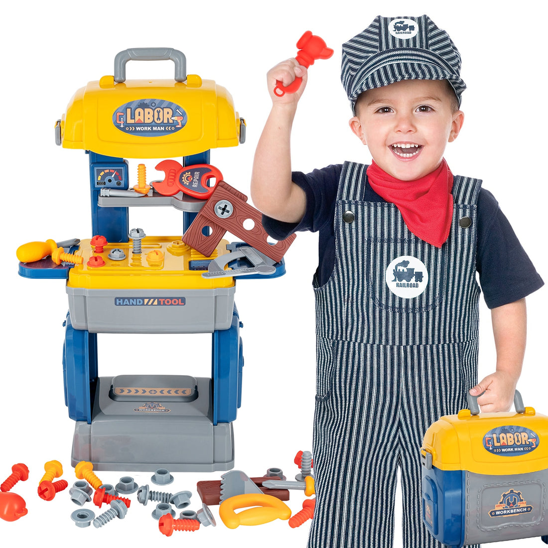 Kids Pretend Play Workbench Tool Box Set Toys childrensterritory