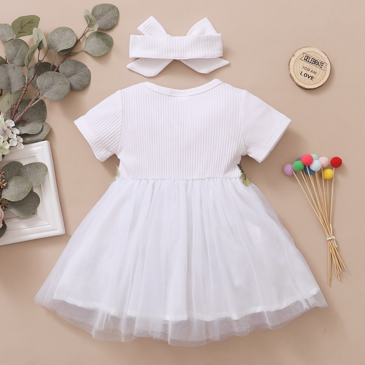 Embroidered Flowers Baby Girl Tulle Party Dress childrensterritory