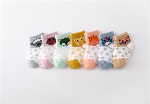 7Pairs/set Casual Cartoon Cotton Socks for Babies childrensterritory