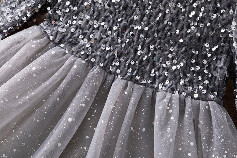 Long Sleeve Sequin Party Dress/Gown for Kids Girls childrensterritory