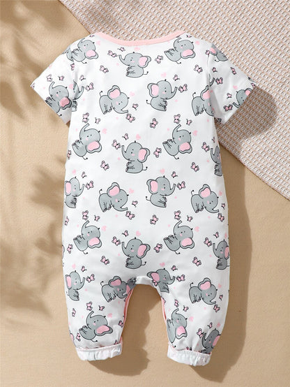 Baby Girl Elephant Print Summer Bodysuit childrensterritory