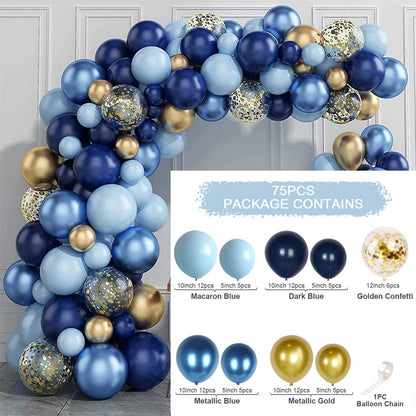 Blue Gold Balloons Garland Kit For Party Decoration childrensterritory