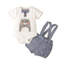 Baby Boy Cartoon Bodysuit with Striped Shorts Clothes Set childrensterritory