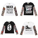 Letter Printed Kids Boys T-shirts with Tattoo Sleeves childrensterritory