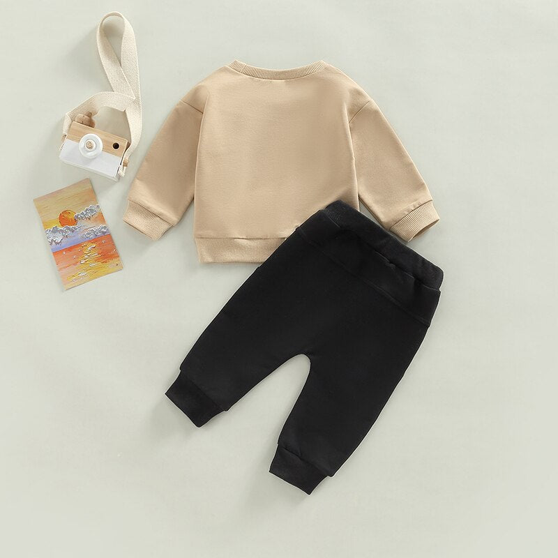 Infant Boys 2Pcs Letter Print Sweatshirts &amp; Pant Set childrensterritory
