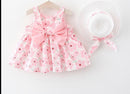 Baby Girl Floral Bow Sling Dress with Hat childrensterritory