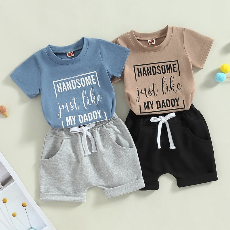 Baby Boy Casual Letter Print T-Shirt and Shorts Set childrensterritory