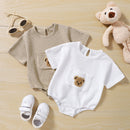 Baby Boys/Girls Bear Embroidery Waffle Bodysuit childrensterritory