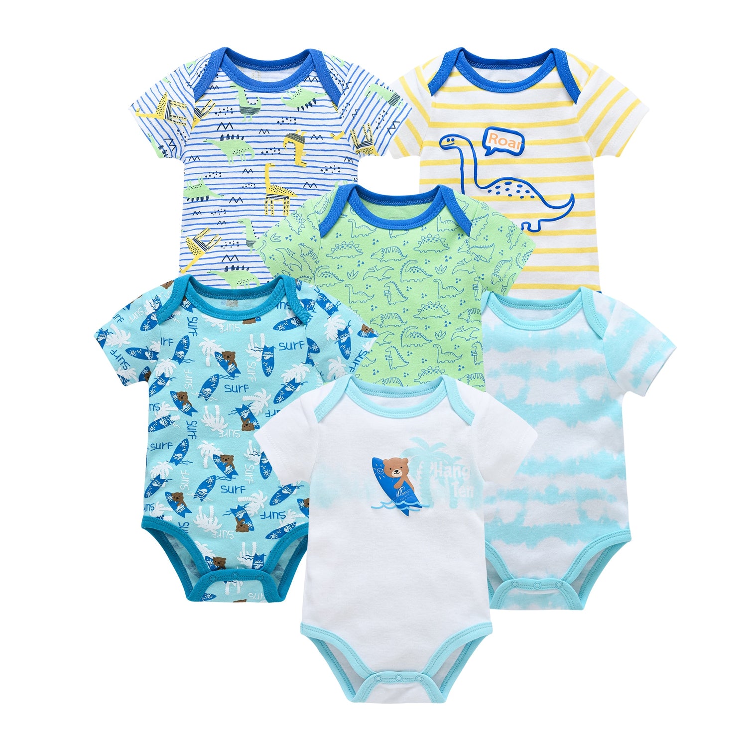 Cotton Short Sleeve Baby Unisex Cartoon Bodysuits childrensterritory