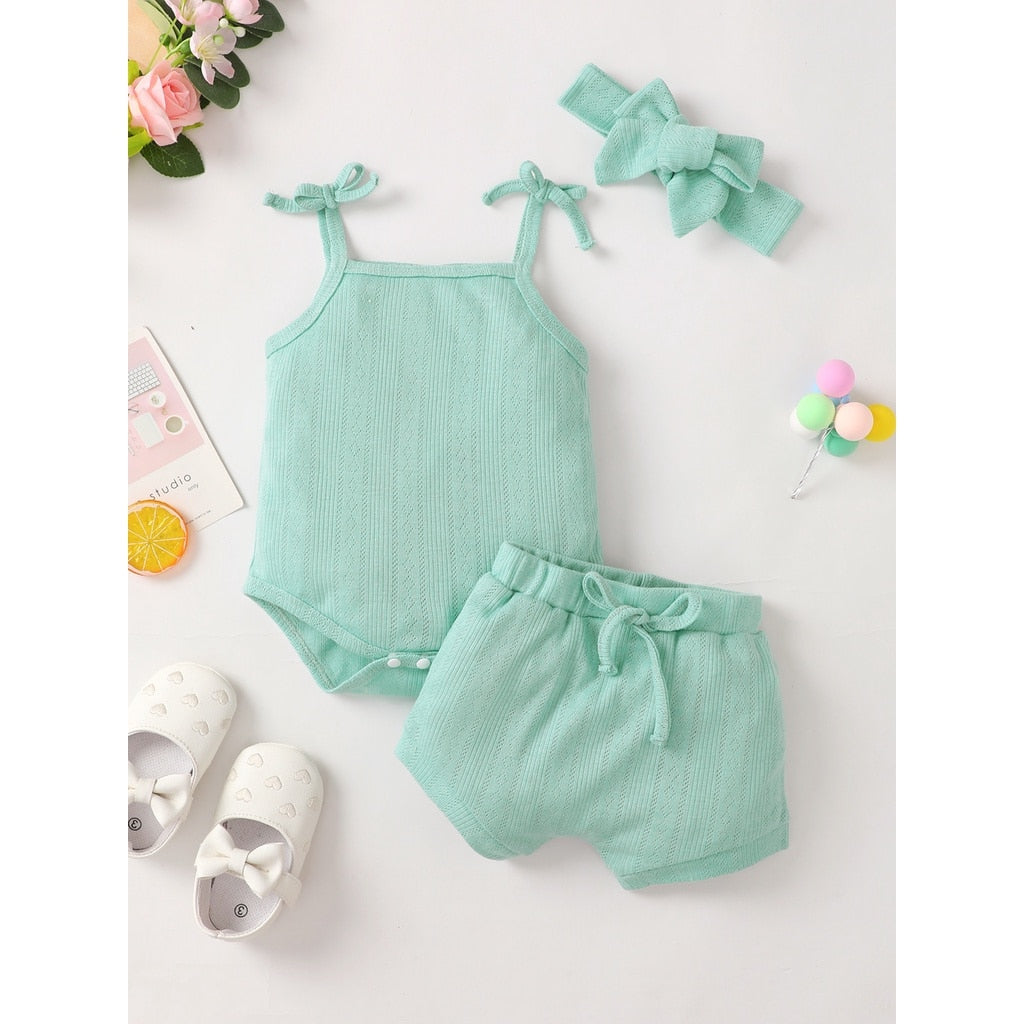 3PCS Baby Girl Cotton Outfit for Summer childrensterritory