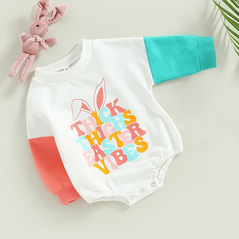 Baby Boy/Girl Bunny Letter Print Bodysuit childrensterritory