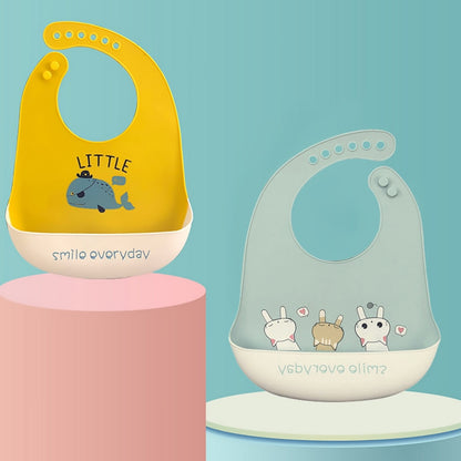 Adjustable &amp; Waterproof Silicone Baby Bibs with Pocket childrensterritory