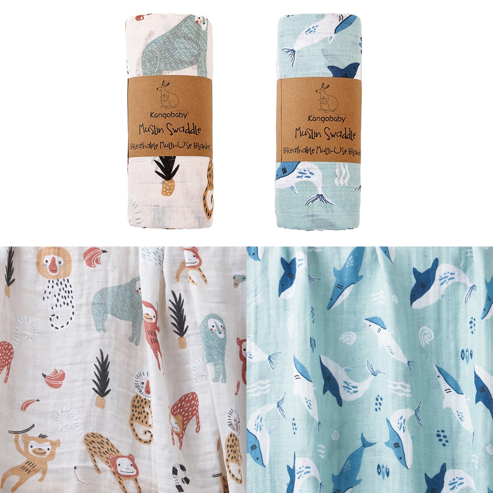 2 Pieces Pack Muslin Cotton Baby Swaddles/Blankets childrensterritory