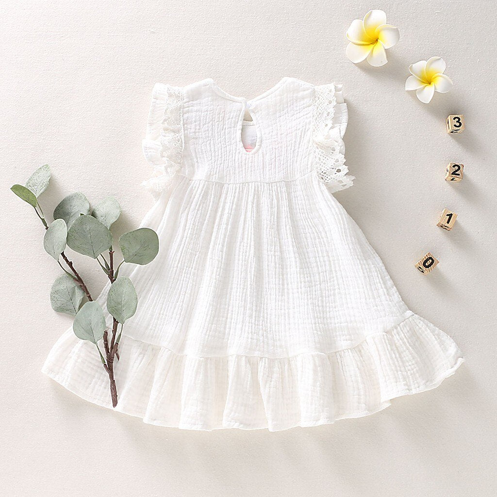 Baby/Kids Girls Embroidery Swing Pleated Dress childrensterritory