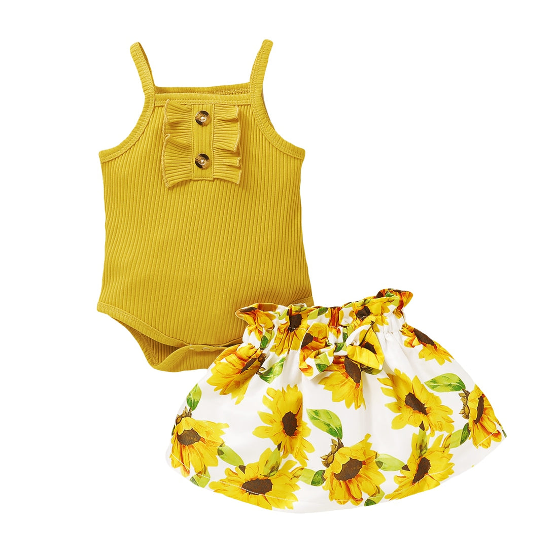 Romper &amp; Floral Skirt Baby Girls 2pcs Outfit Sets childrensterritory