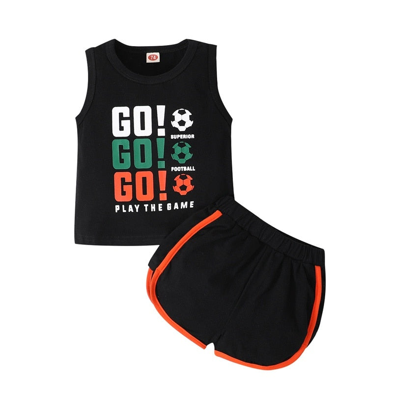 Infant Boy Sport Style Letters Football Print Outfit Set childrensterritory