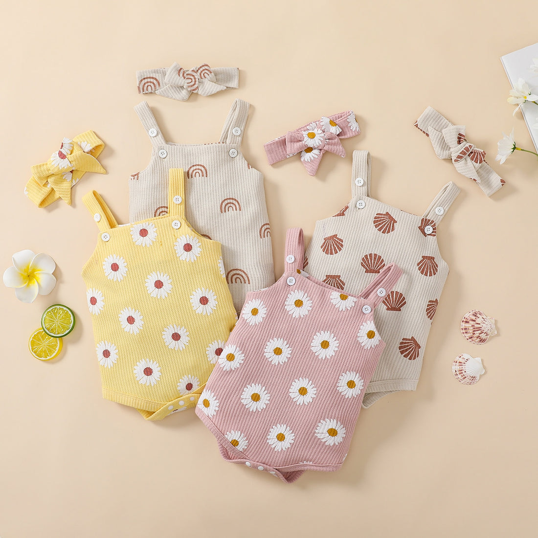 Floral, Rainbow, or Shell Print Baby Girl Bodysuit childrensterritory