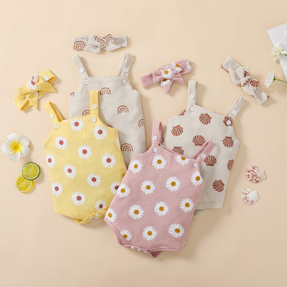 Floral, Rainbow, or Shell Print Baby Girl Bodysuit childrensterritory
