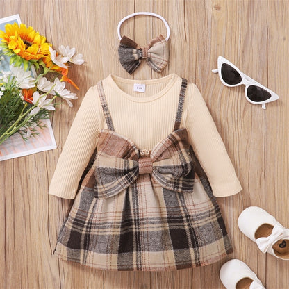 Plaid Print Bow Decor Baby Girls Princess Dress childrensterritory