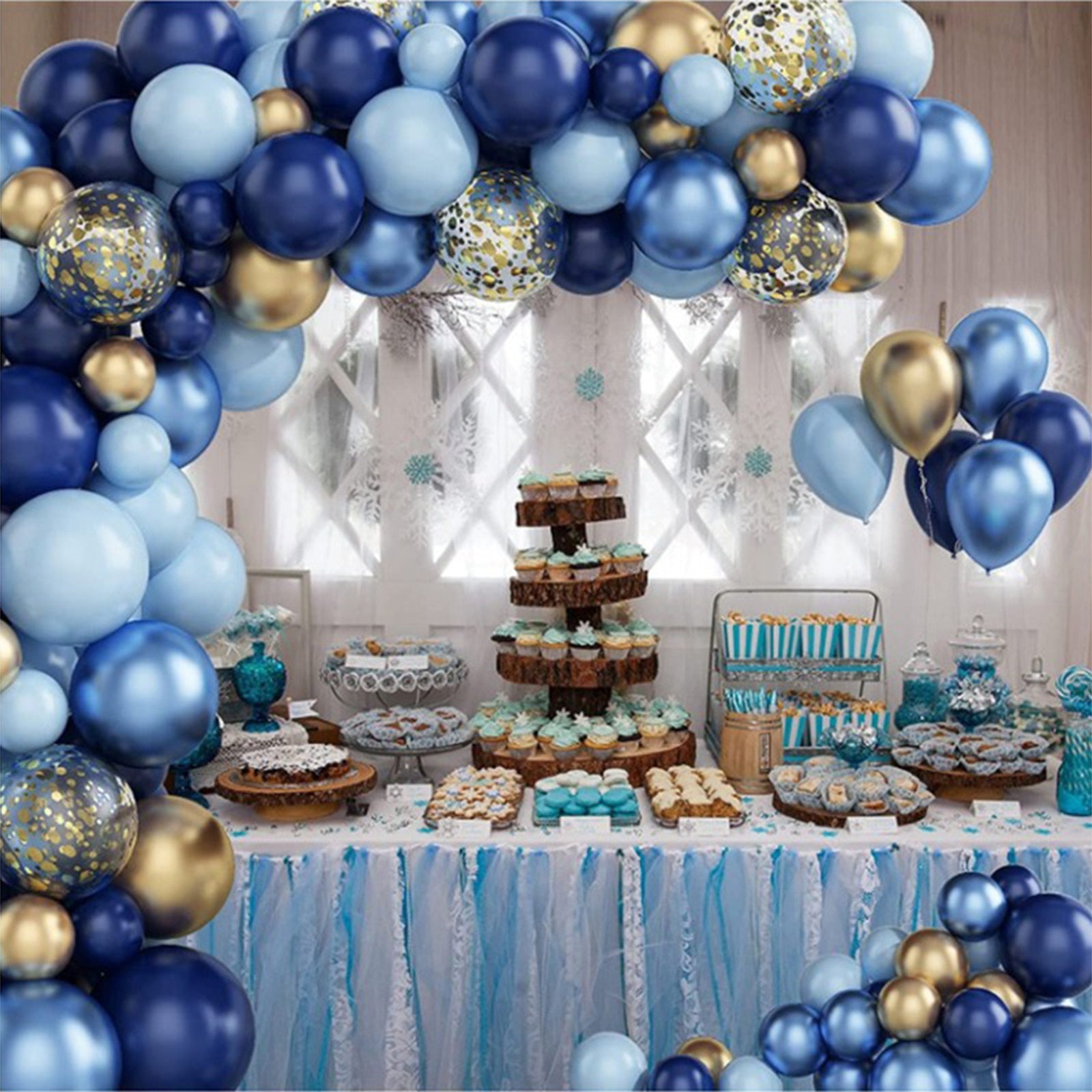 Blue Gold Balloons Garland Kit For Party Decoration childrensterritory