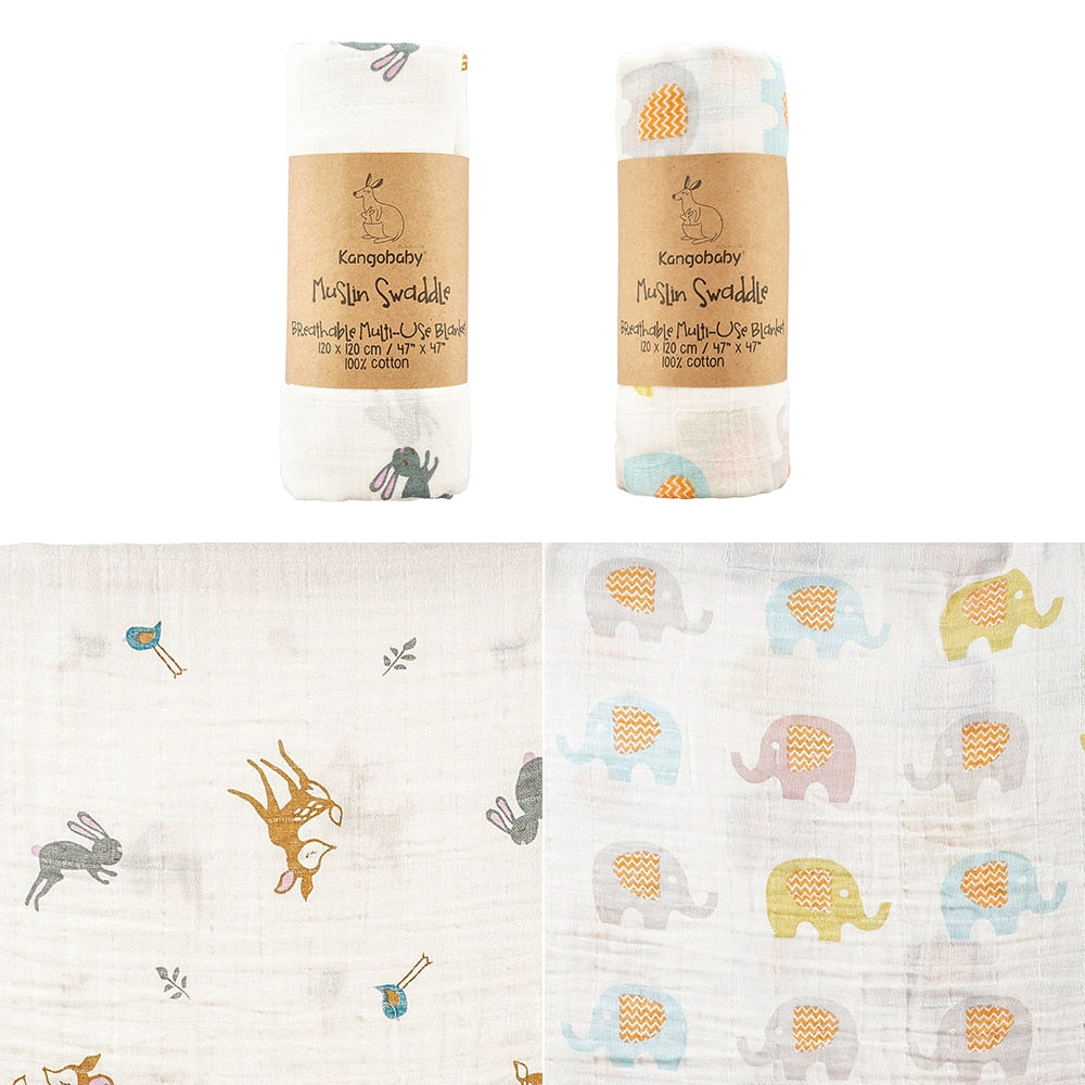 2 Pieces Pack Muslin Cotton Baby Swaddles/Blankets childrensterritory