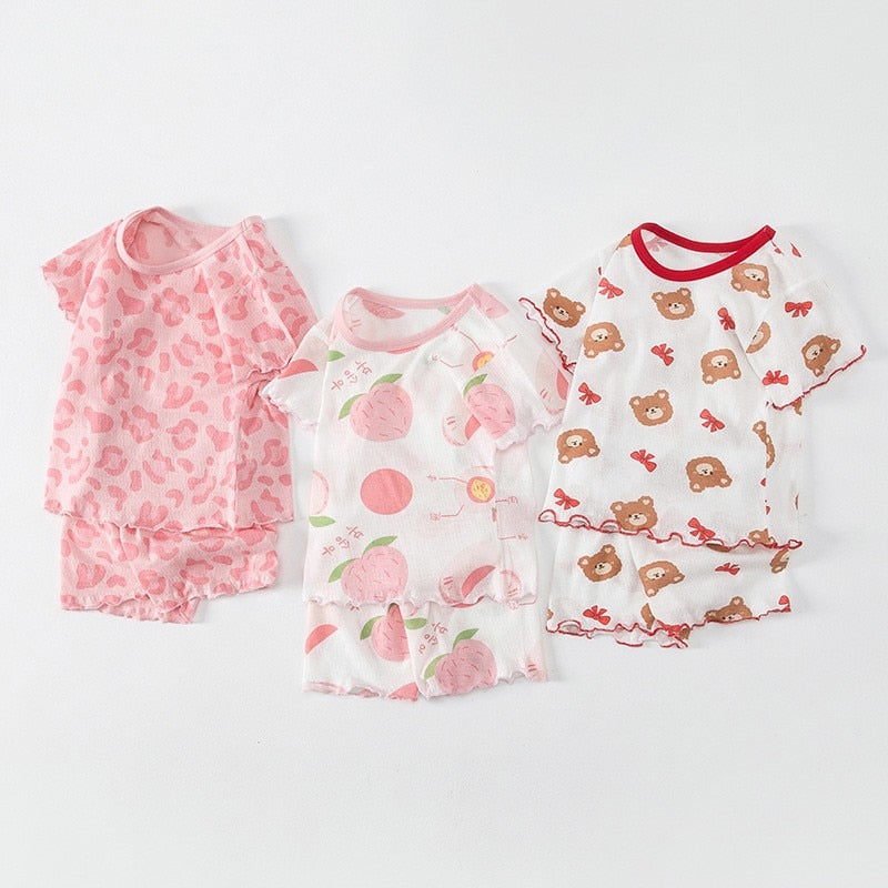 Printed 2pcs/set Toddler Girls Top and Pajama Set Home Wear childrensterritory