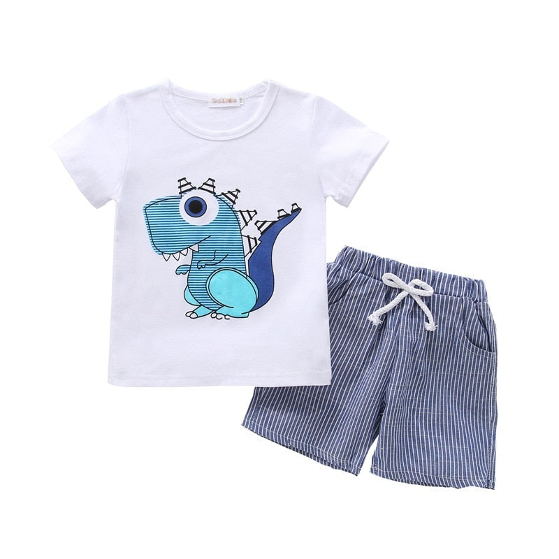 Kids Boys Dinosaur Print Summer T Shirt and Shorts Set childrensterritory
