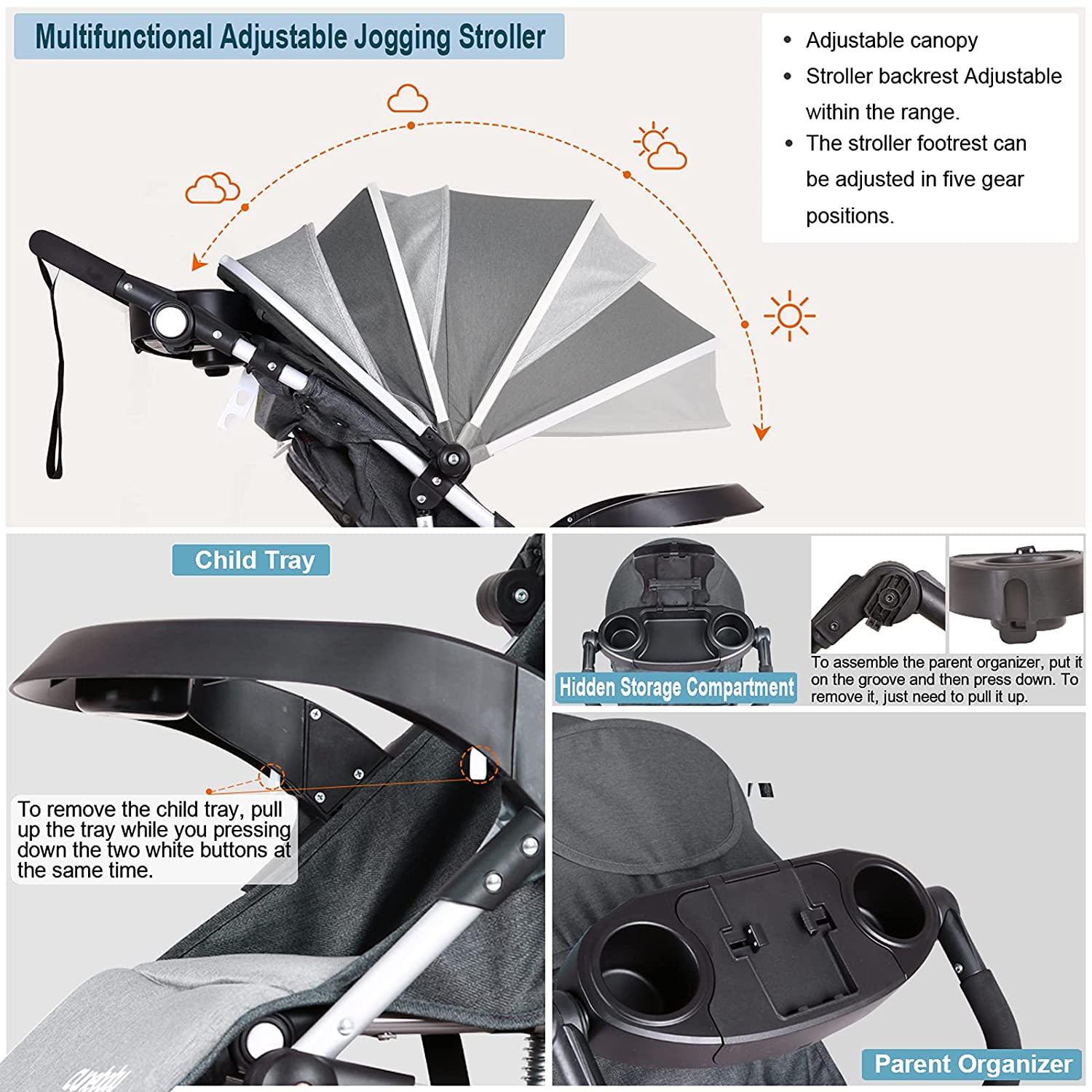 Fold-able &amp; Reversible Jogging Stroller for Baby childrensterritory