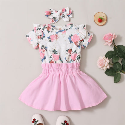 Flower Bodysuit + Solid Skirt 2PCS Baby Girl Outfit childrensterritory