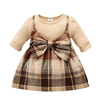 Plaid Print Bow Decor Baby Girls Princess Dress childrensterritory