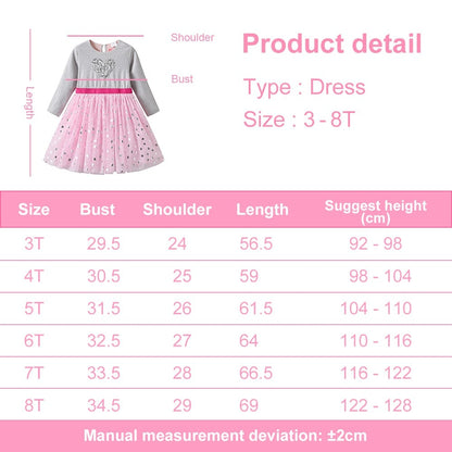Kids Girls Heart Yarn Long Sleeve Dress childrensterritory