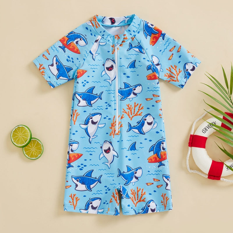 Baby/Kids Cartoon Shark Print Swimsuit for Girl Boy childrensterritory
