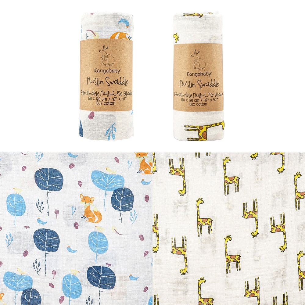 2 Pieces Pack Muslin Cotton Baby Swaddles/Blankets childrensterritory
