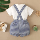 Baby Boy Cartoon Bodysuit with Striped Shorts Clothes Set childrensterritory