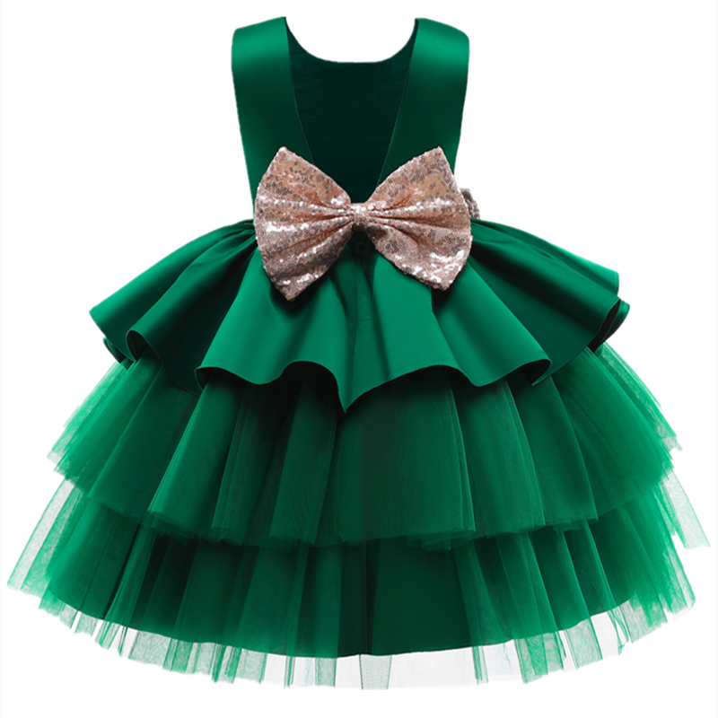Toddler Girl Big Bow Tutu Baptism/Wedding Party Dress childrensterritory