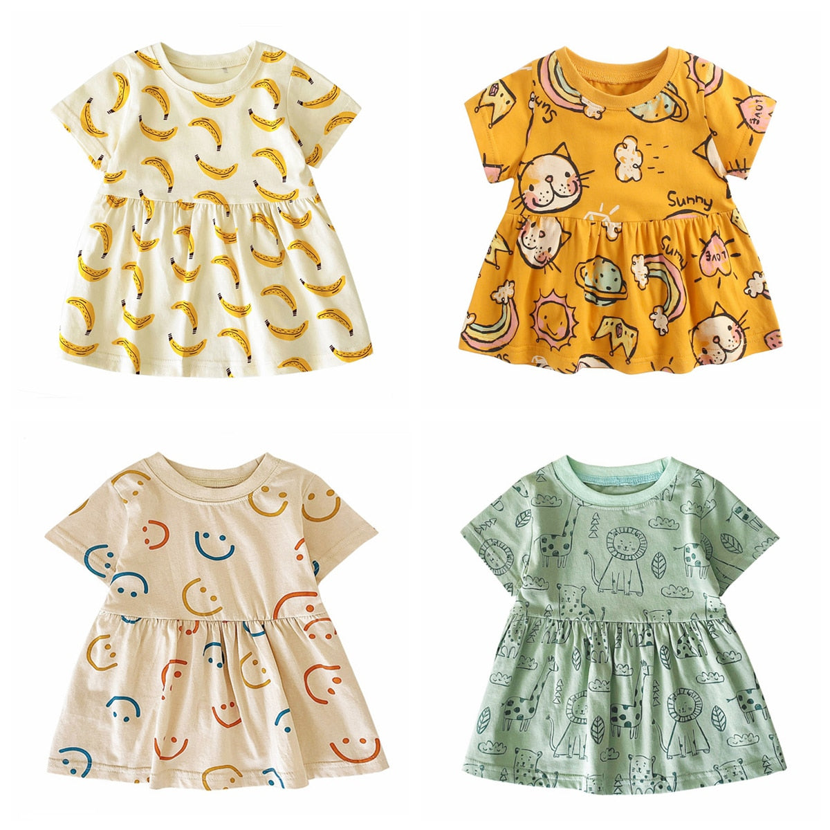 Cute Pattern Casual Little Girls Summer Dresses childrensterritory