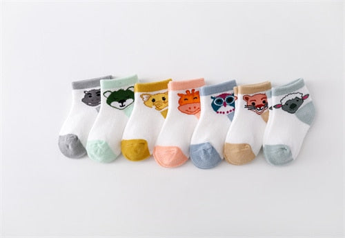 7Pairs/set Casual Cartoon Cotton Socks for Babies childrensterritory