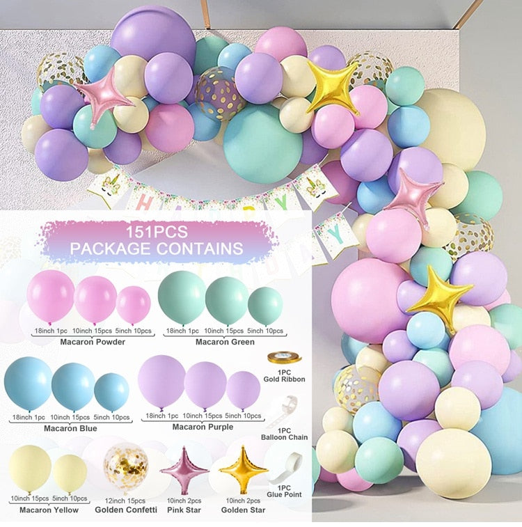 Unicorn &amp; Colorful Rainbow Balloons Garland Arch Kit childrensterritory
