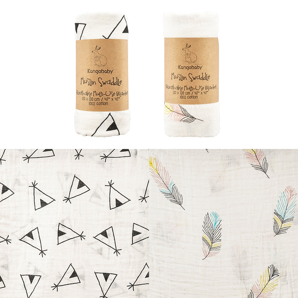 2 Pieces Pack Muslin Cotton Baby Swaddles/Blankets childrensterritory