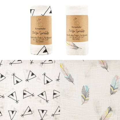 2 Pieces Pack Muslin Cotton Baby Swaddles/Blankets childrensterritory