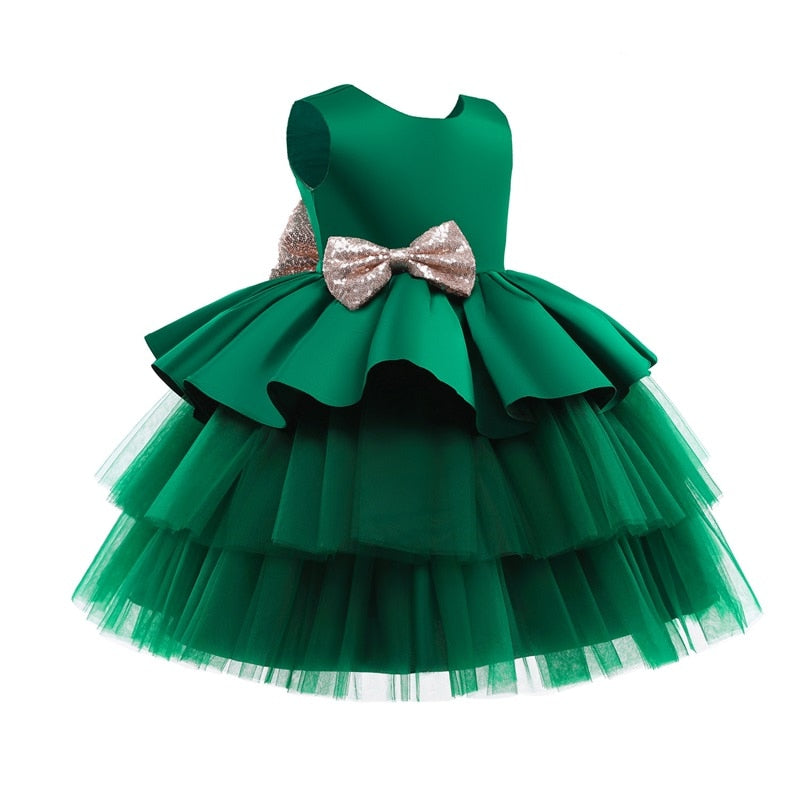 Toddler Girl Big Bow Tutu Baptism/Wedding Party Dress childrensterritory