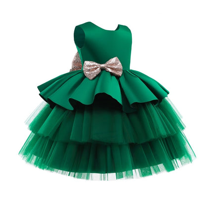 Toddler Girl Big Bow Tutu Baptism/Wedding Party Dress childrensterritory