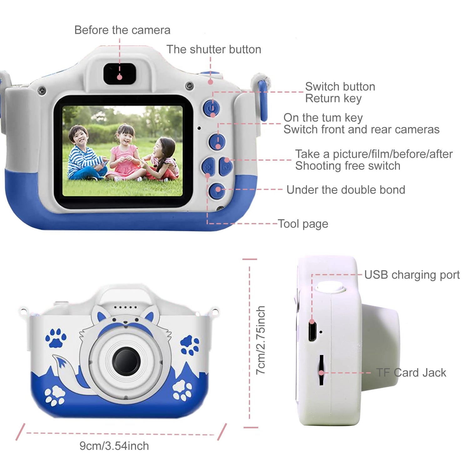 Cartoon Fox Design 40MP HD Camera Toys for Kids childrensterritory
